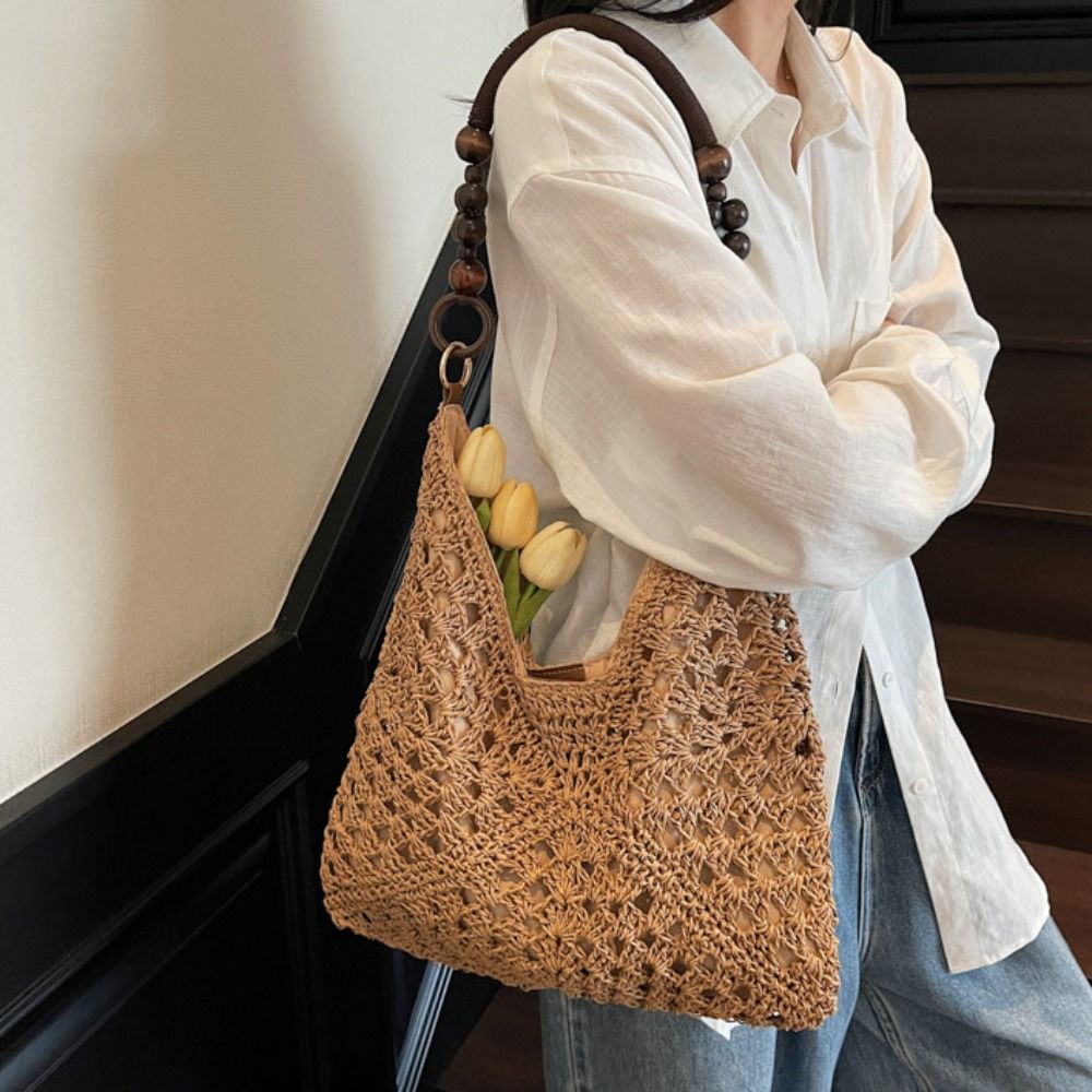 Basket Bag Wicker - Hollow Out Straw Woven Bag Tote