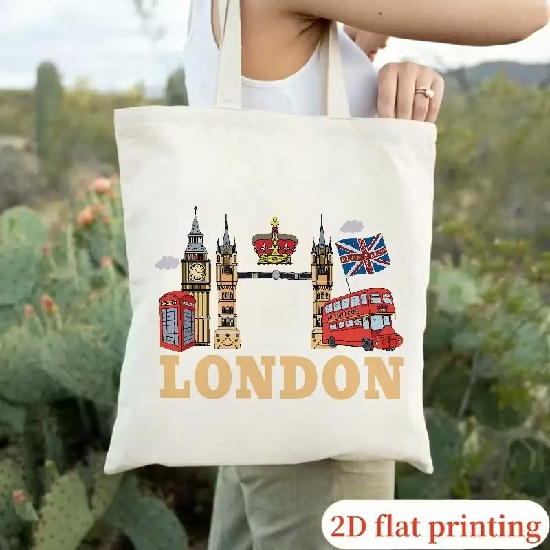 Women Bags In Uk - Aesthetic London Graphic Canvas Tote Bag