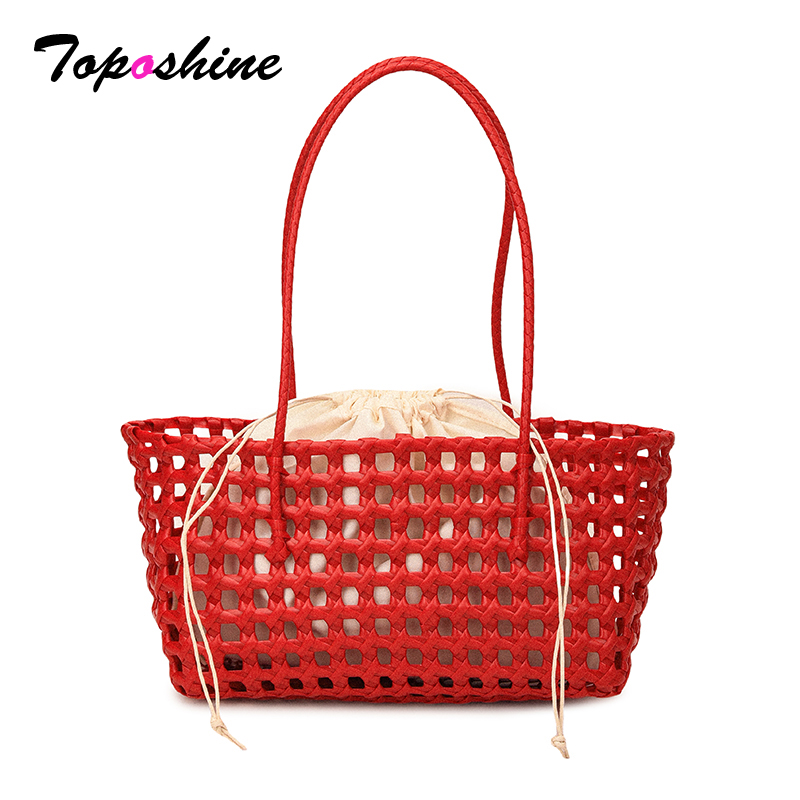 Basket Bag Wicker - Toposhine Summer Beach Shoulder Handbag for