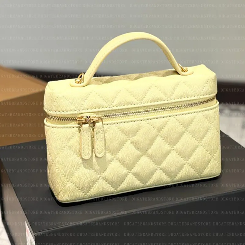 Women Vanity Bags - Woman Makeup Bag Cowhide Handle Tote