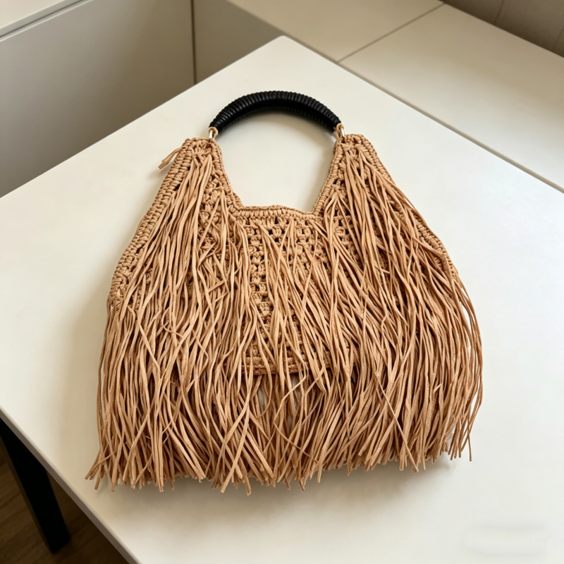 Bohemian Tassel Straw Handbag  - Basket Bag Wicker incelemesi ve fiyatı