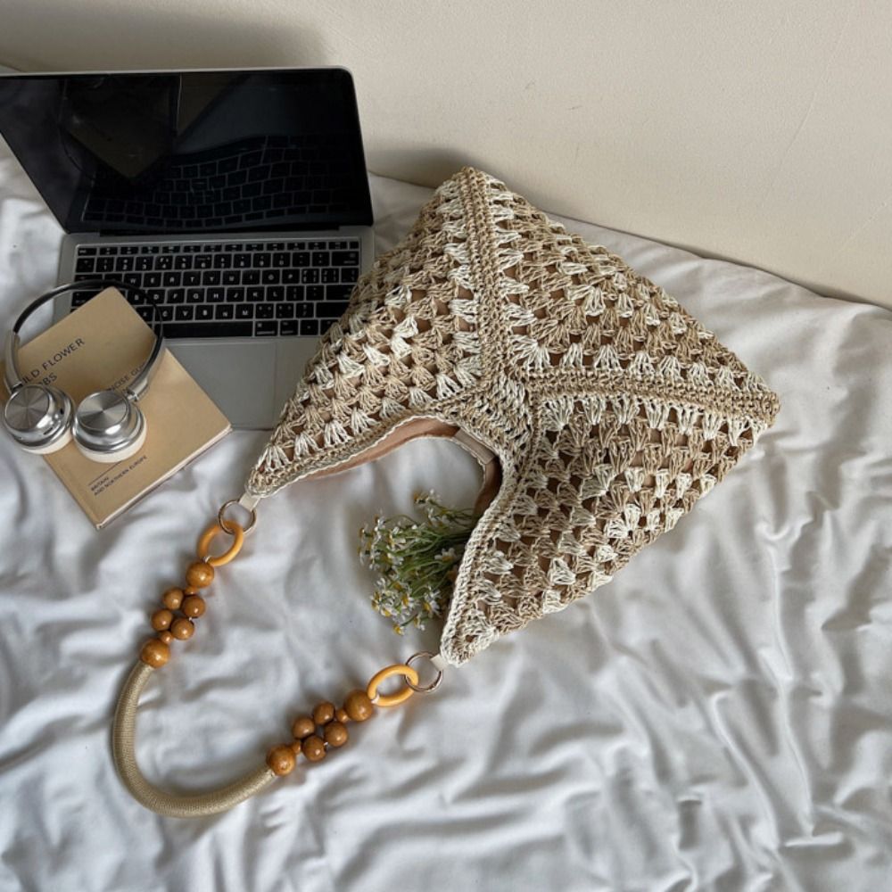 Hollow Out Straw Woven Bag Tot - Basket Bag Wicker incelemesi ve fiyatı