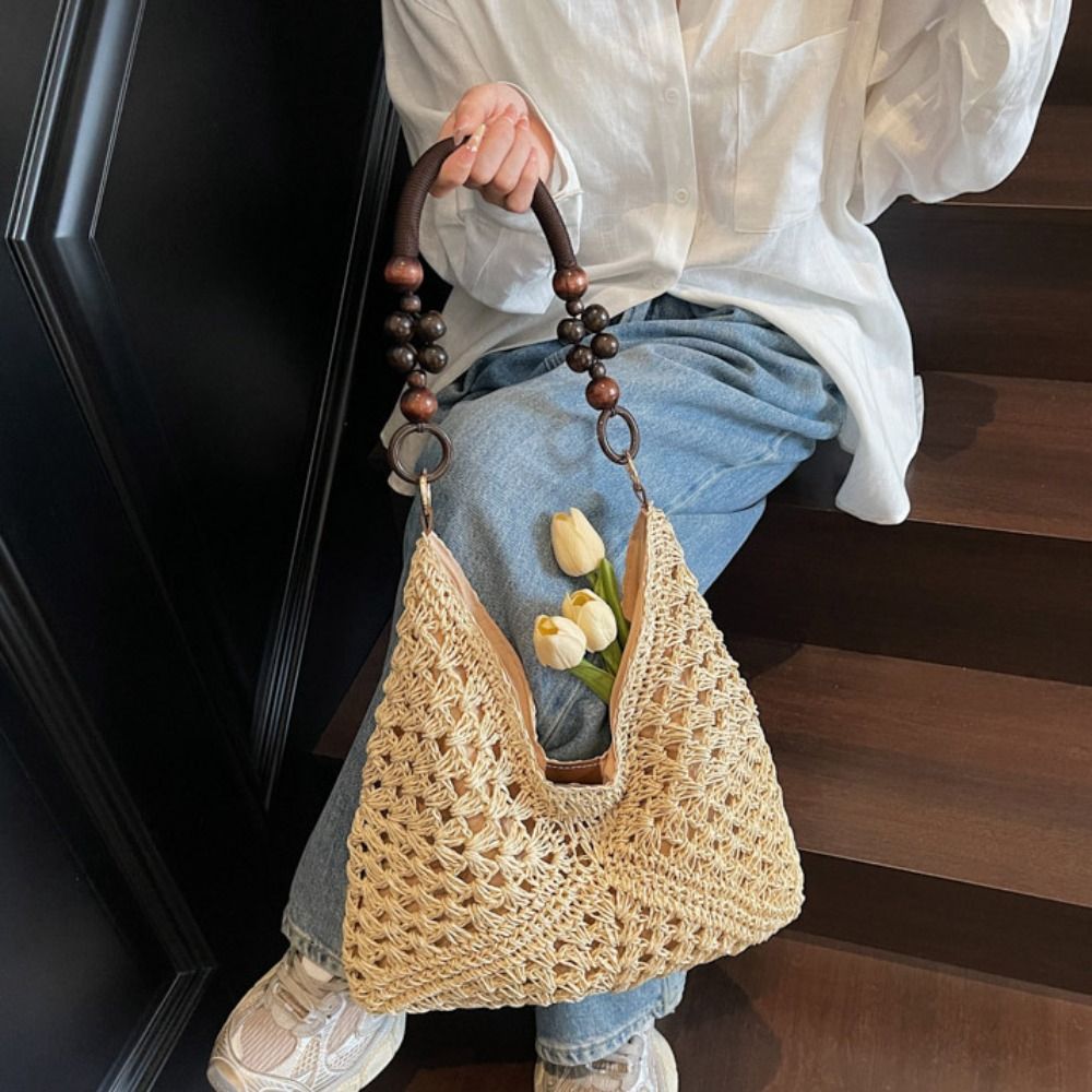 Hollow Out Straw Woven Bag Tot - Basket Bag Wicker incelemesi ve fiyatı