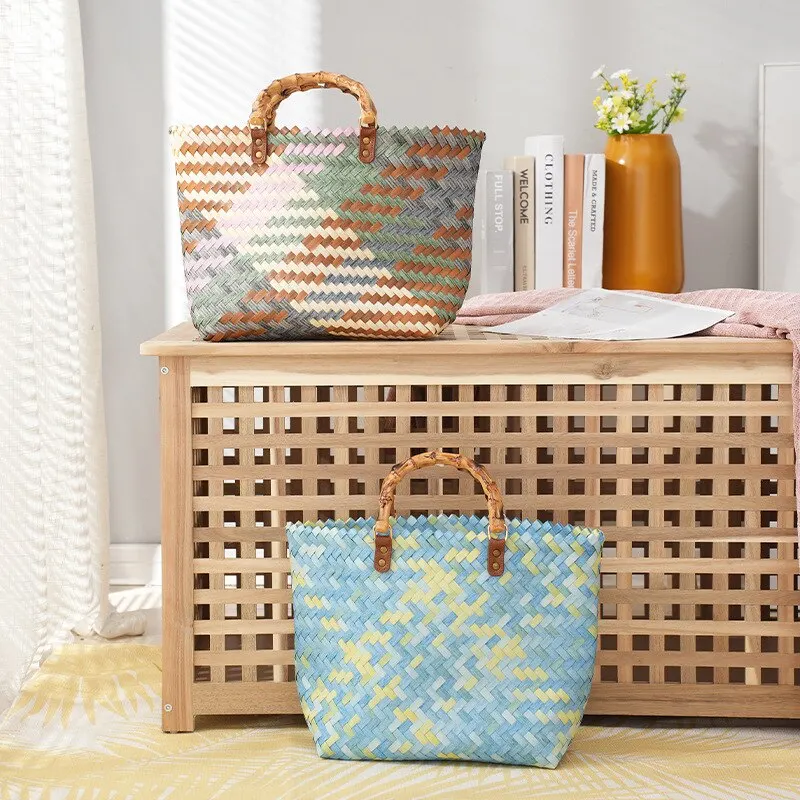 Vintage Bamboom Handle Rattan  - Basket Bag Wicker incelemesi ve fiyatı