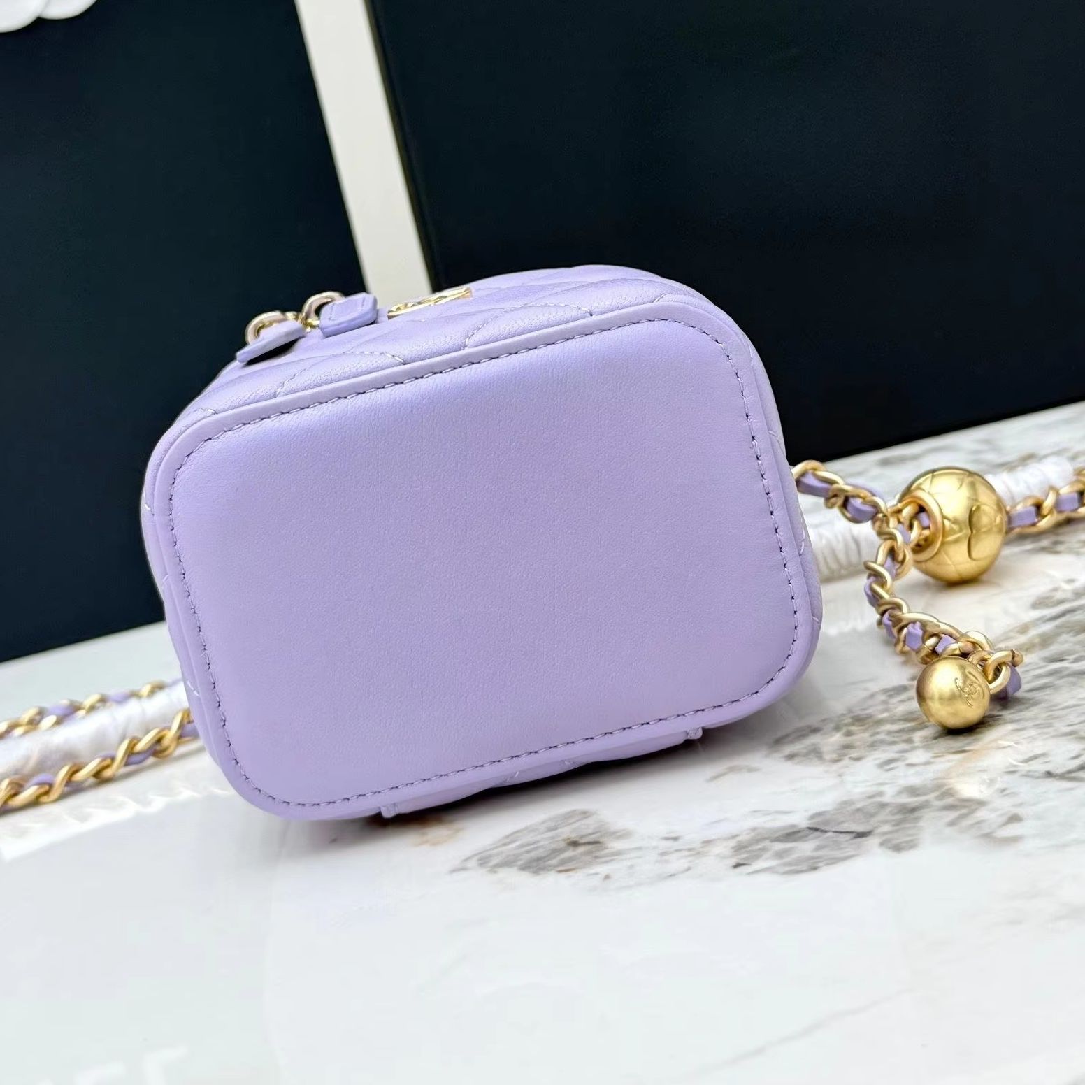 Lavender Purple Quilted Leathe - Women Vanity Bags incelemesi ve fiyatı