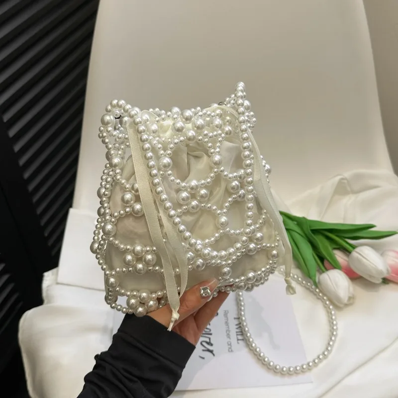 Beading White Bucket Shoulder  - Women Bags On Sale Clearance incelemesi ve fiyatı