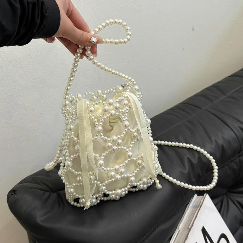 Beading White Bucket Shoulder  - Women Bags On Sale Clearance incelemesi ve fiyatı
