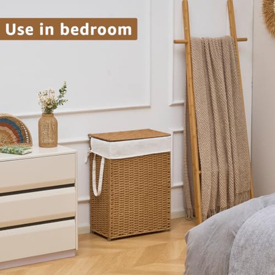 Slim Wicker Laundry Hamper wit - Basket Bag Wicker incelemesi ve fiyatı