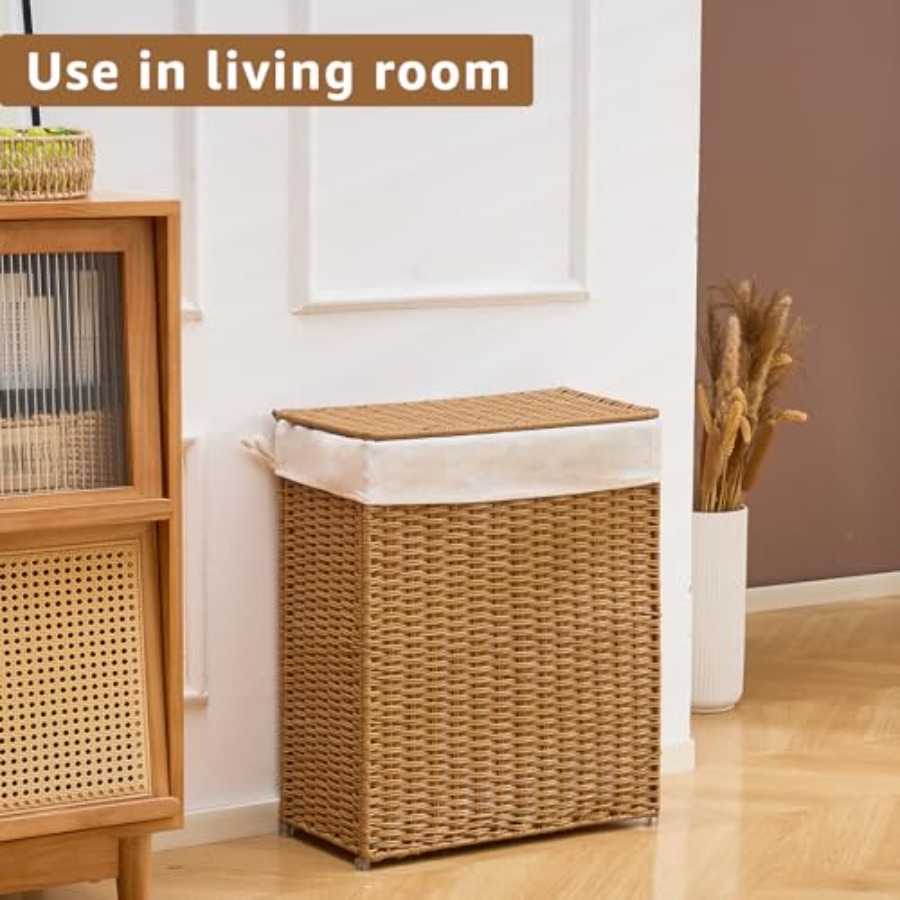 Slim Wicker Laundry Hamper wit - Basket Bag Wicker incelemesi ve fiyatı