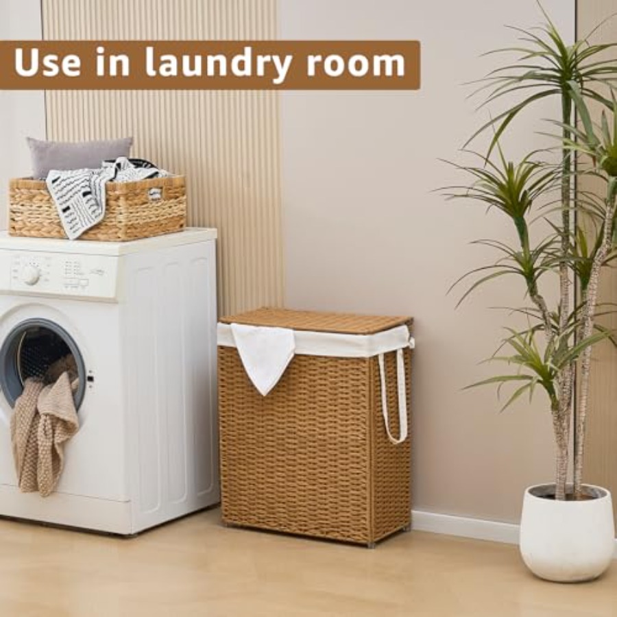 Slim Wicker Laundry Hamper wit - Basket Bag Wicker incelemesi ve fiyatı