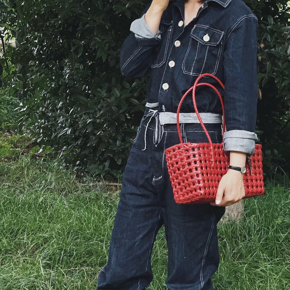 Plastic Hollow Weave Bag Large - Basket Bag Wicker incelemesi ve fiyatı