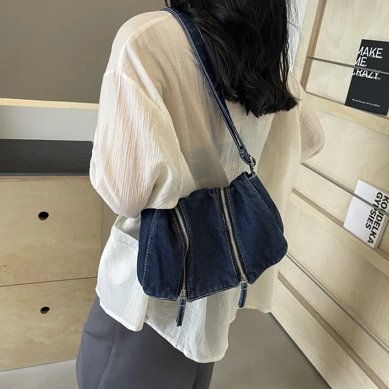 Solid Zipper Denim Versatile S - Women'S Bags New Look incelemesi ve fiyatı