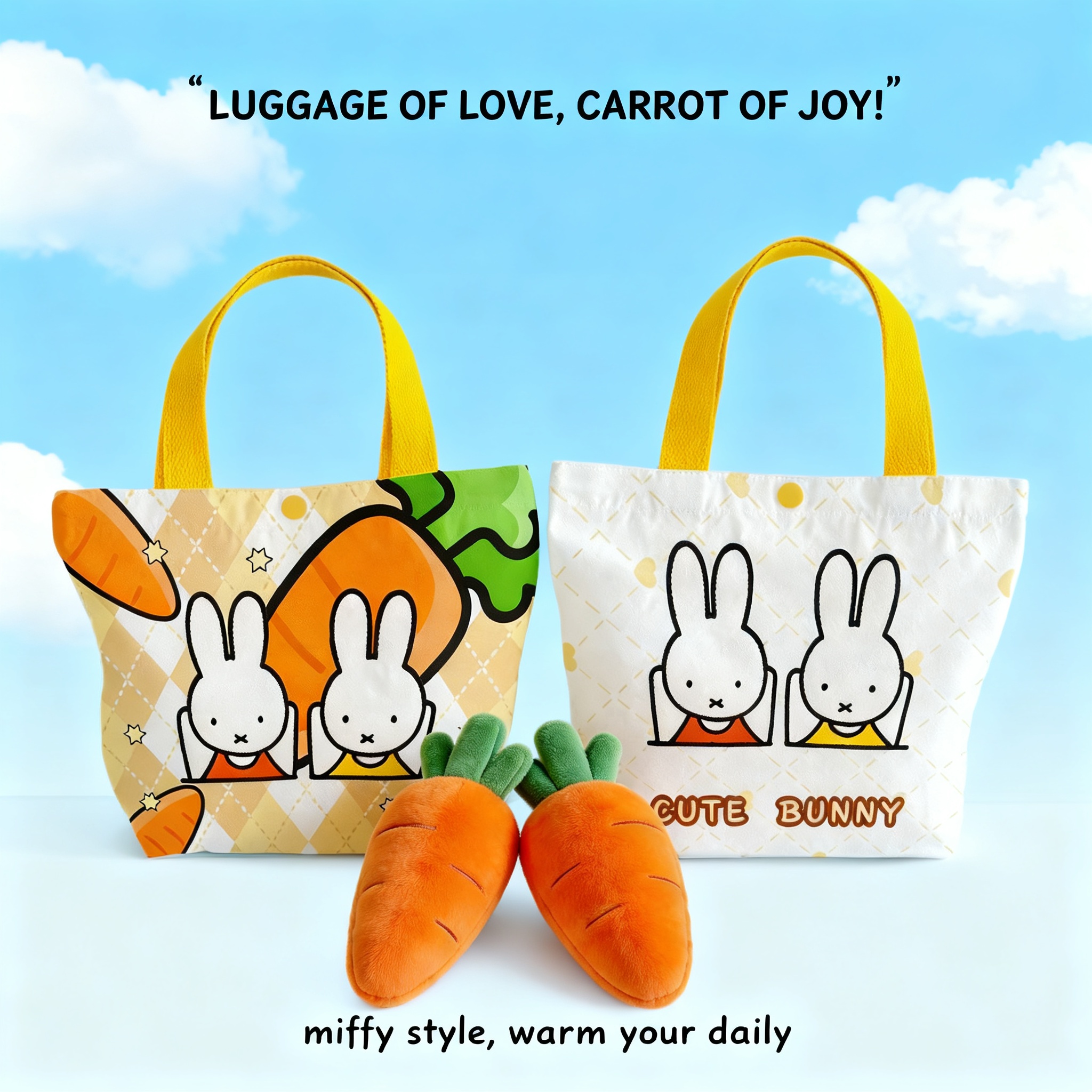Creative Cartoon Miffy Rabbit  - Shopper Tote Canvas incelemesi ve fiyatı