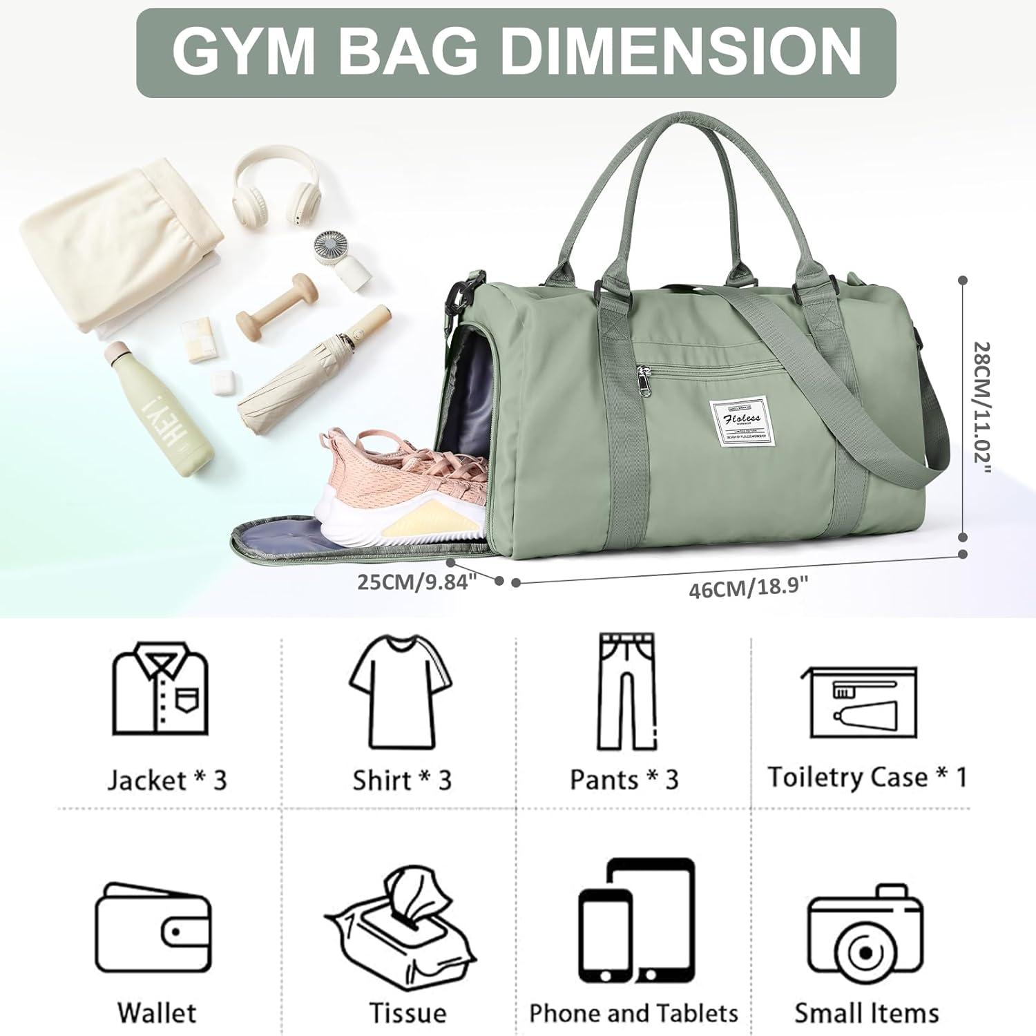 Gym Bags for Women Men with Sh - Women Bags Grey incelemesi ve fiyatı