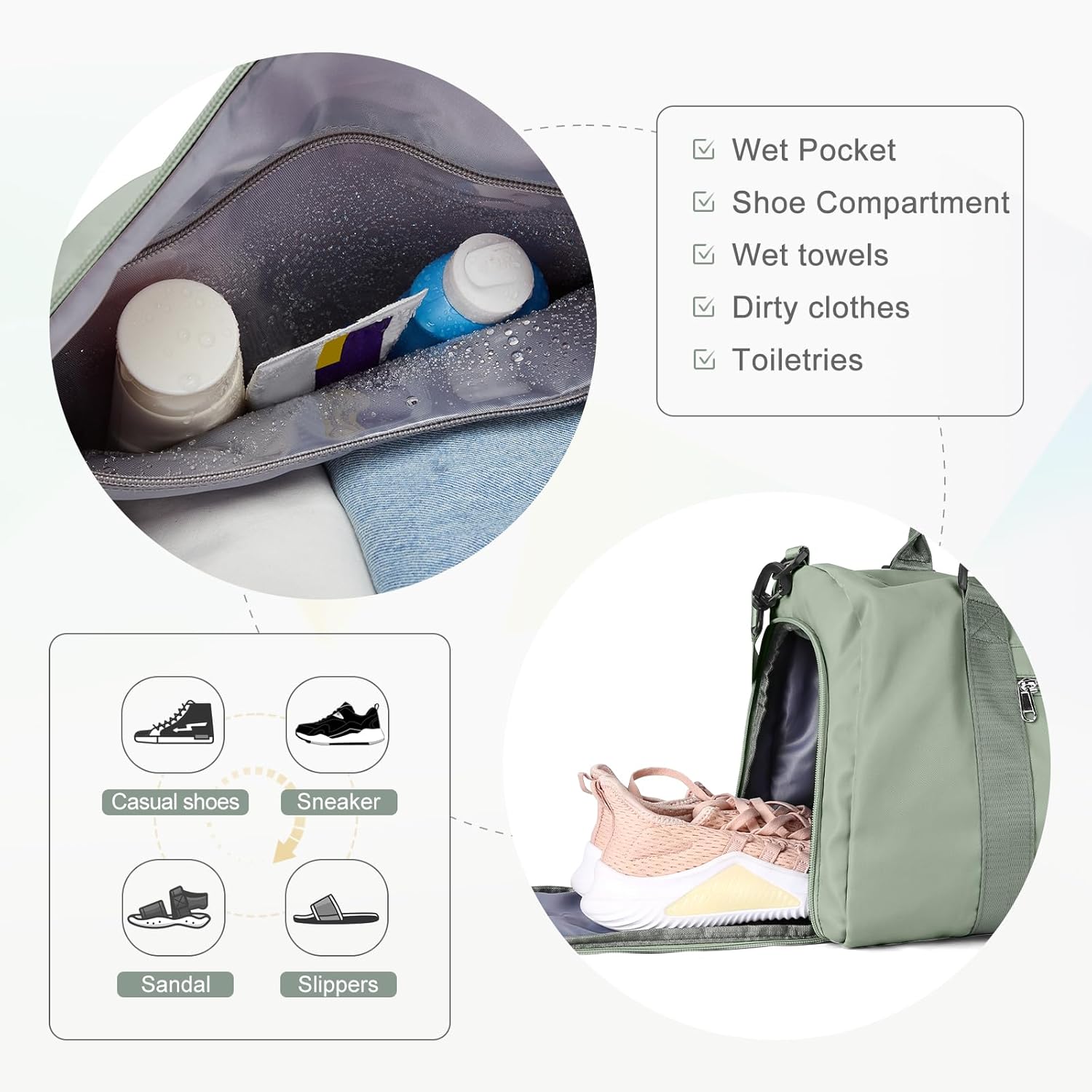Gym Bags for Women Men with Sh - Women Bags Grey incelemesi ve fiyatı