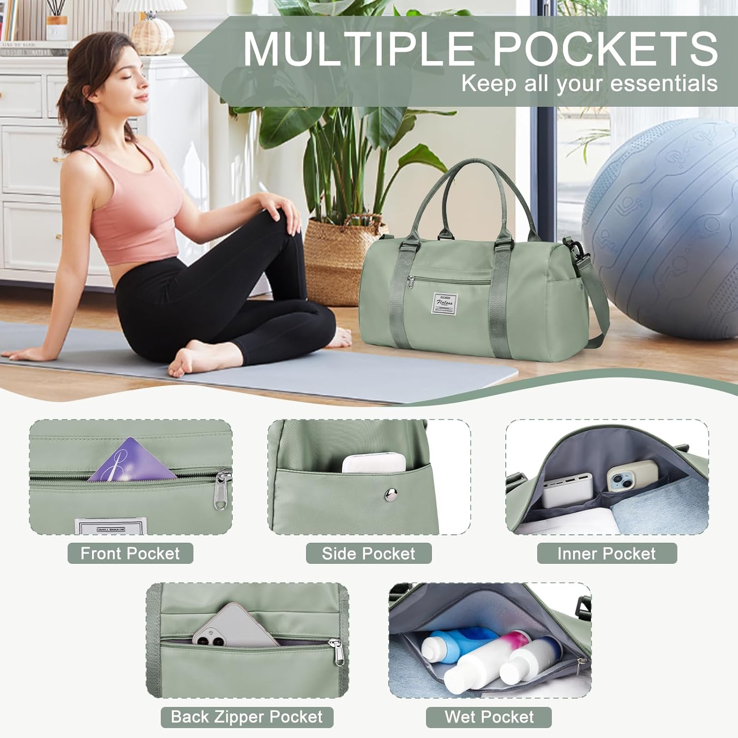 Gym Bags for Women Men with Sh - Women Bags Grey incelemesi ve fiyatı