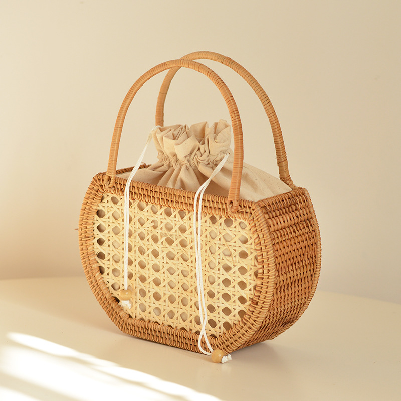 Casual Hollow Rattan Basket Ba - Basket Bag Wicker incelemesi ve fiyatı