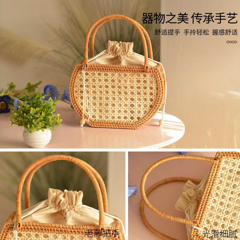 Casual Hollow Rattan Basket Ba - Basket Bag Wicker incelemesi ve fiyatı
