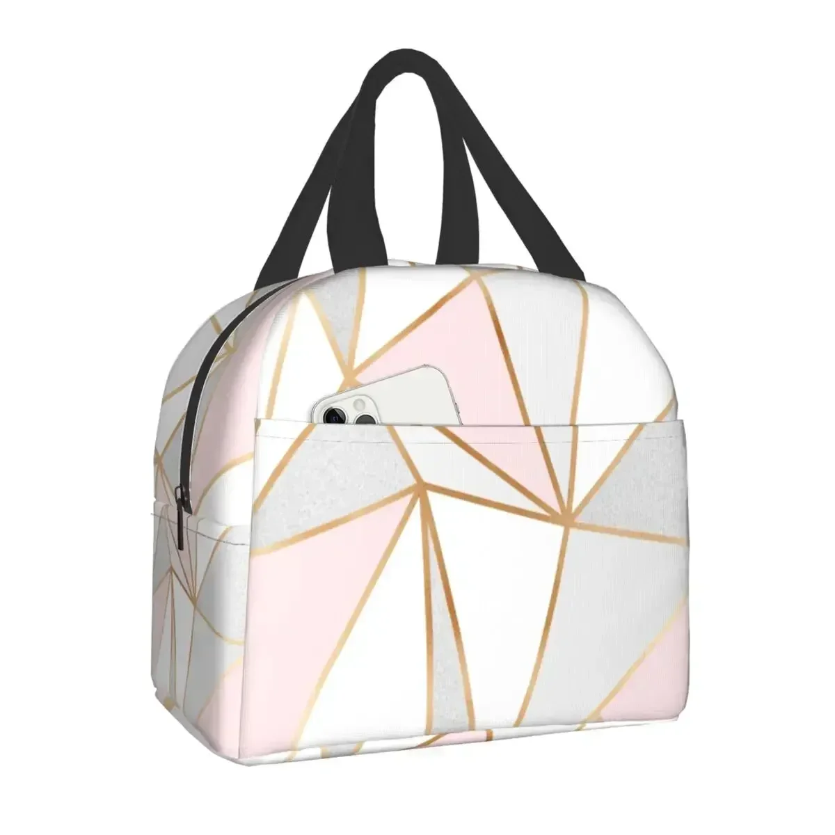 Pink Grey Gold Geometric Abstr - Women Bags Grey incelemesi ve fiyatı