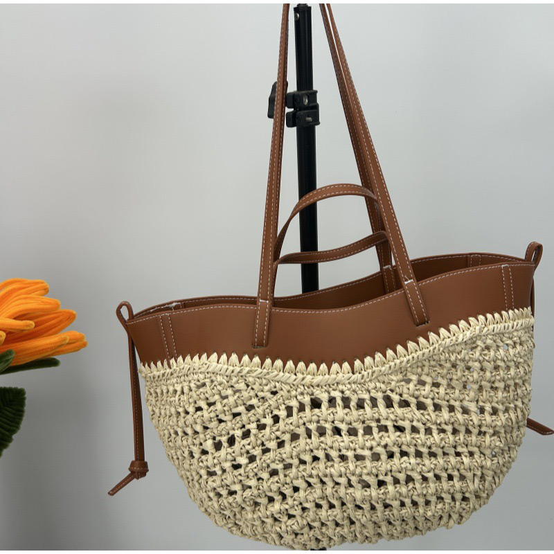Women Straw 2in1 Woven Bag Fas - Basket Bag Wicker incelemesi ve fiyatı