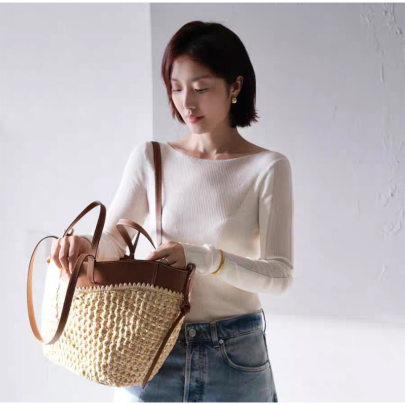 Women Straw 2in1 Woven Bag Fas - Basket Bag Wicker incelemesi ve fiyatı
