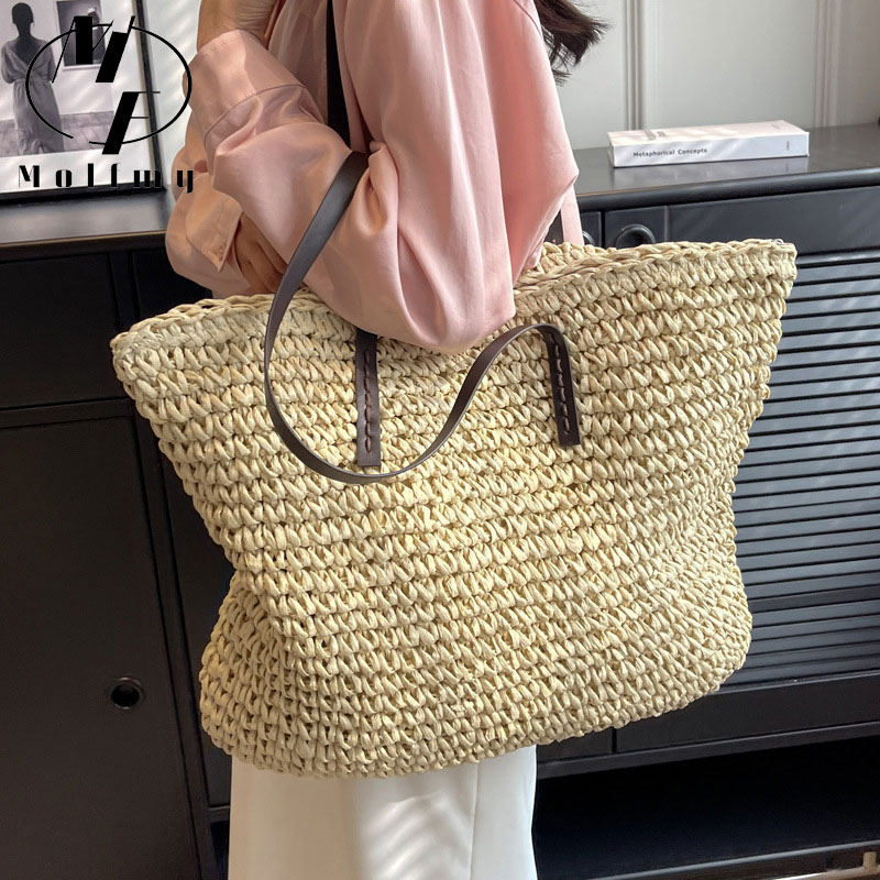 Straw Woven Tote Bags Casual L - Women Bags Offers incelemesi ve fiyatı