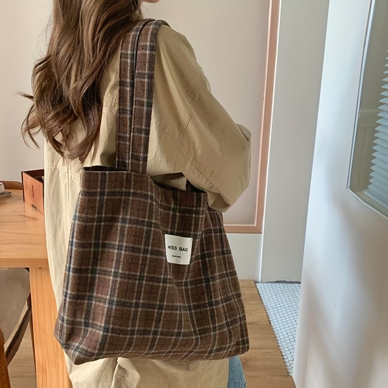 Autumn and winter checkered to - Shopper Tote Canvas incelemesi ve fiyatı