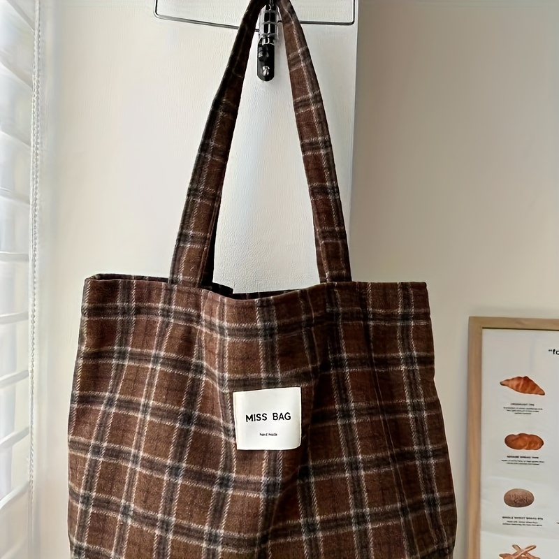 Autumn and winter checkered to - Shopper Tote Canvas incelemesi ve fiyatı