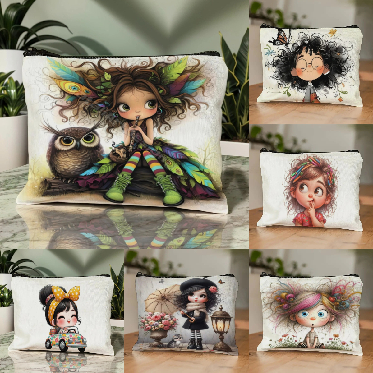 Cartoon Girl Makeup Bag Zipper - Women Bags Purses incelemesi ve fiyatı