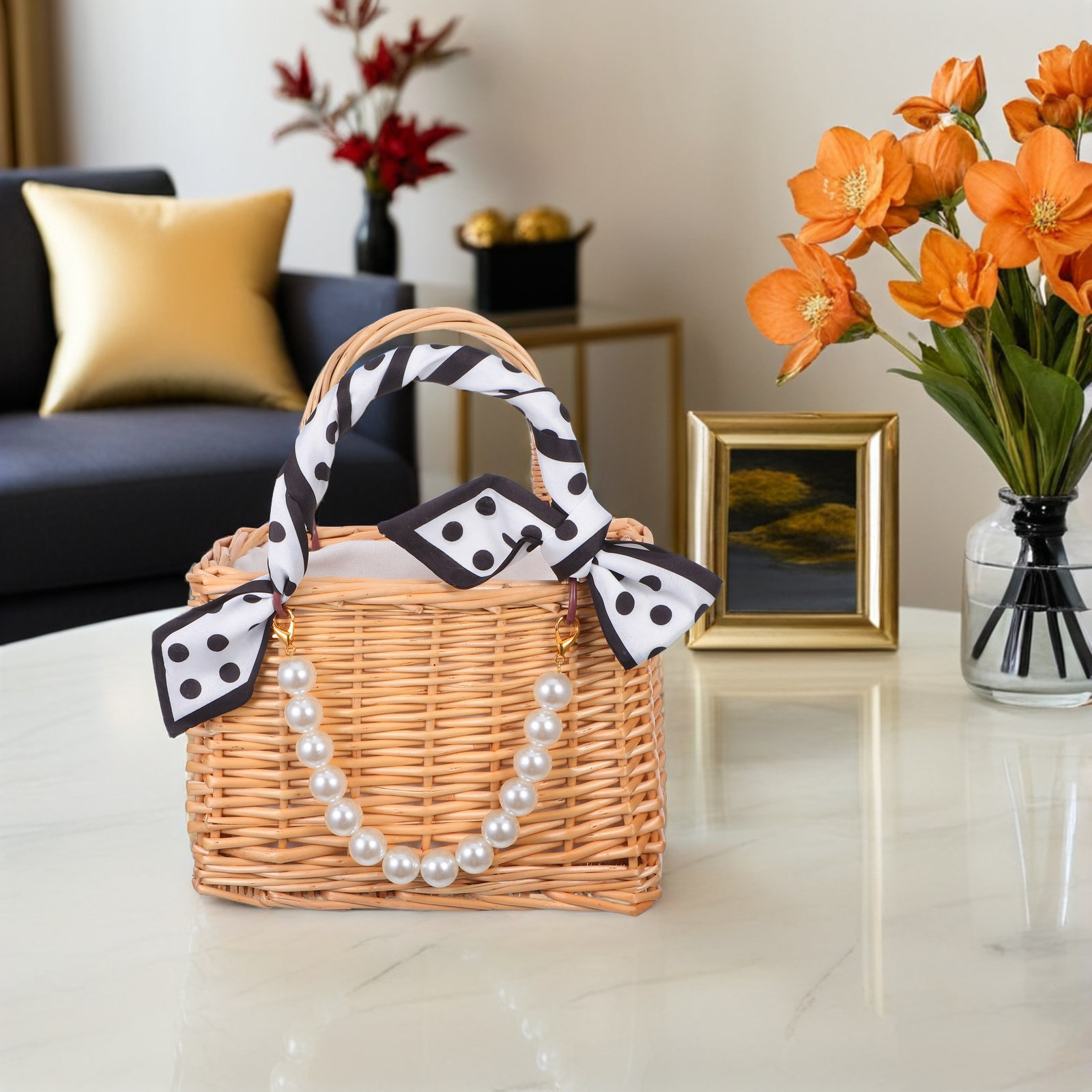 Decorative Handwoven Rattan Fl - Basket Bag Wicker incelemesi ve fiyatı