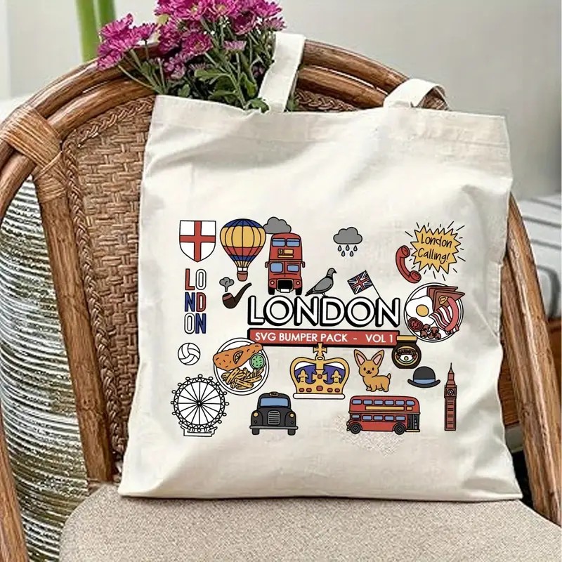 London UK Graphic Canvas Tote  - Women Bags In Uk incelemesi ve fiyatı