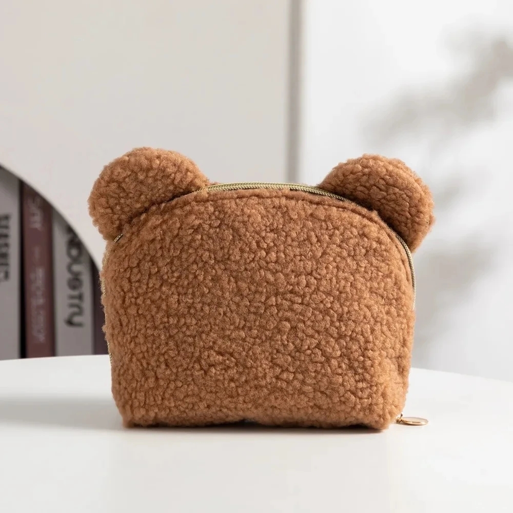 Kawaii Bear Ear Sherpa Makeup  - Women Vanity Bags incelemesi ve fiyatı