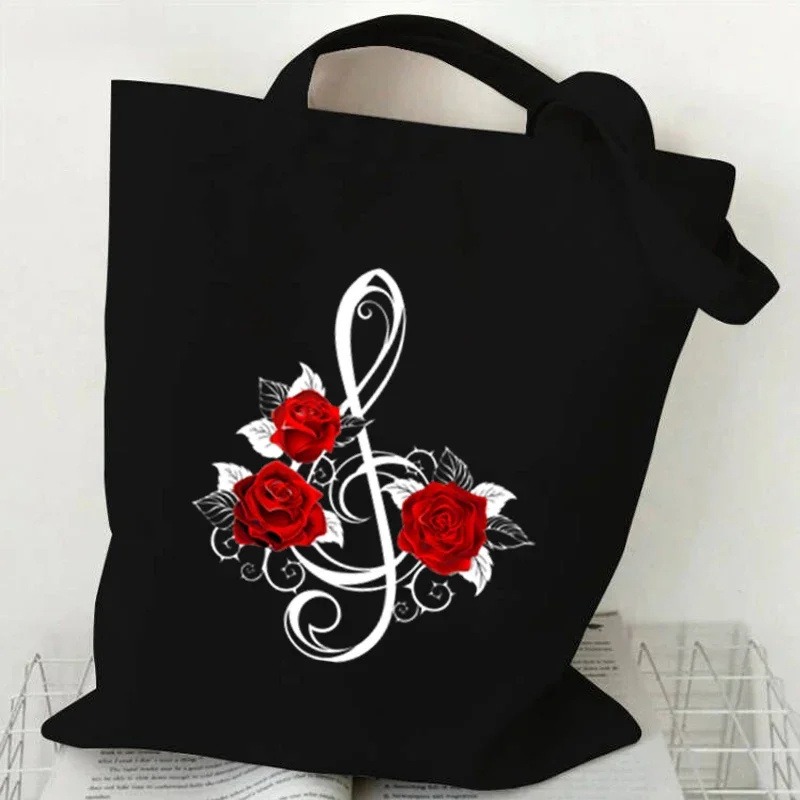 Music Note Heartbeat Printed C - Shopper Tote Canvas incelemesi ve fiyatı