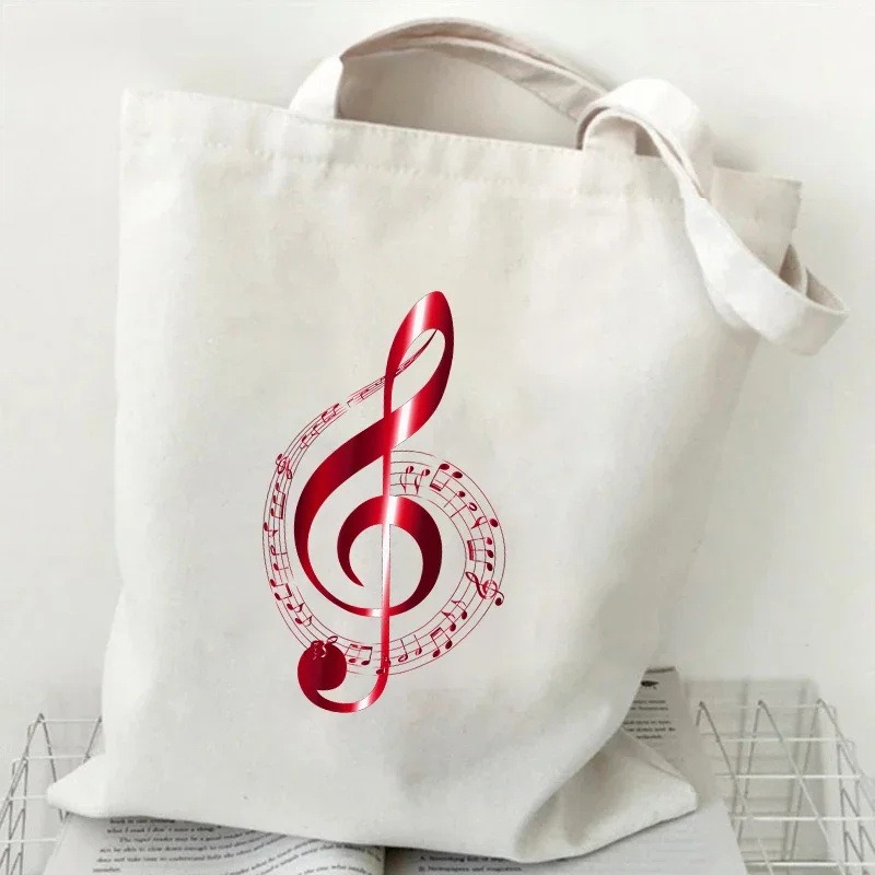 Music Note Heartbeat Printed C - Shopper Tote Canvas incelemesi ve fiyatı