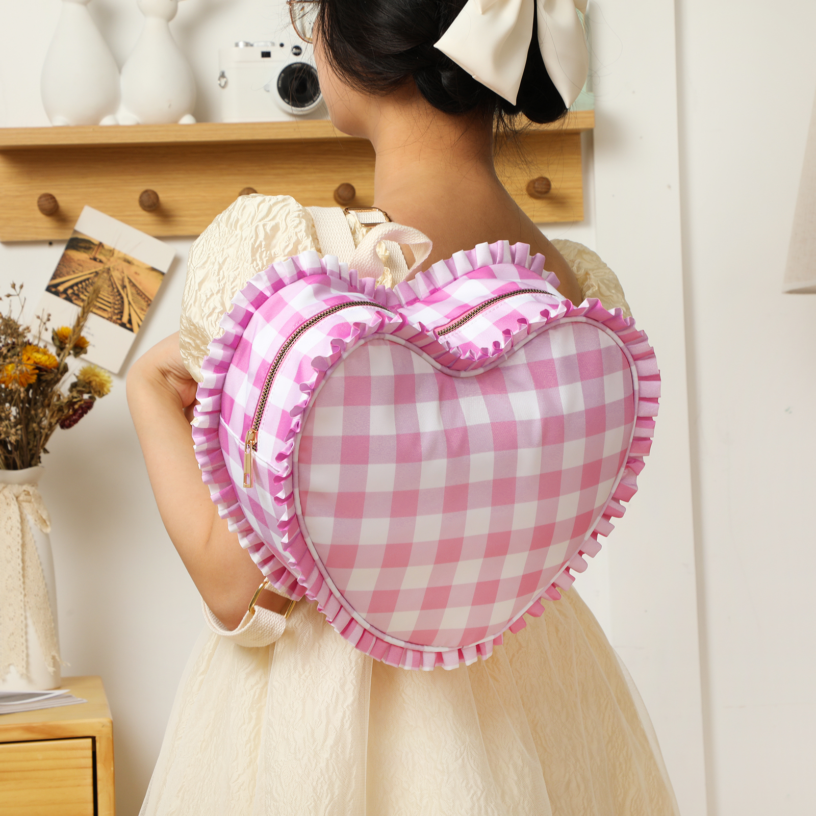 Ruffle Heart Shape Backpack Fa - Women Bags Offers incelemesi ve fiyatı