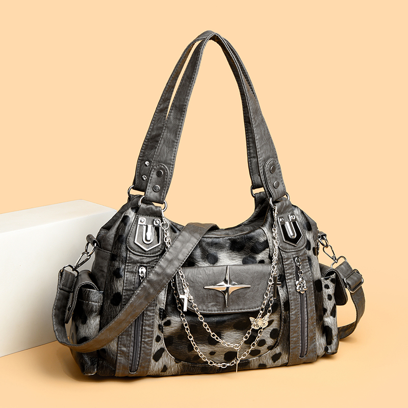 Grey Leopard Print Hangbag Cro - Women Bags Grey incelemesi ve fiyatı