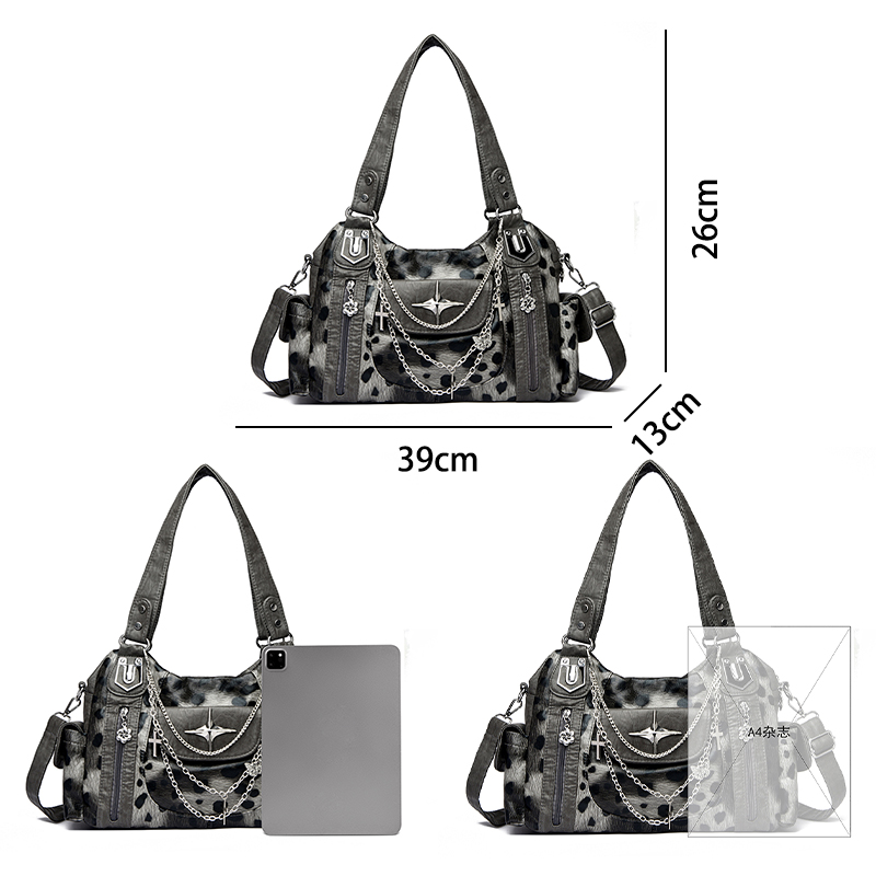 Grey Leopard Print Hangbag Cro - Women Bags Grey incelemesi ve fiyatı