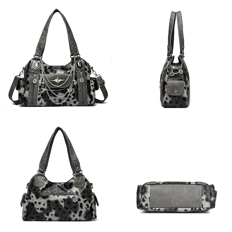 Grey Leopard Print Hangbag Cro - Women Bags Grey incelemesi ve fiyatı